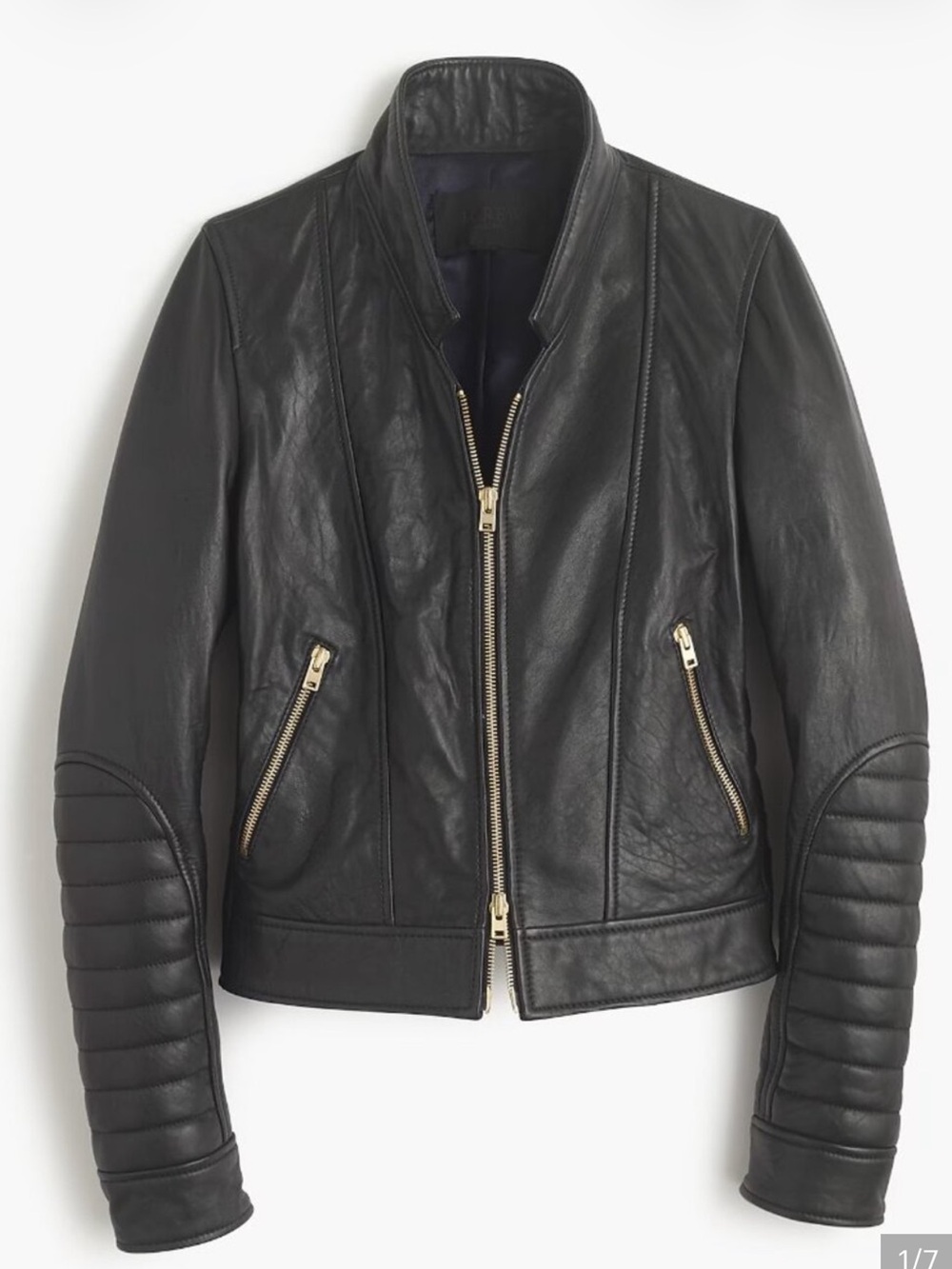 J. CREW 100% Leather moto Women's Jacket black Classic boxy biker size 8 Fall